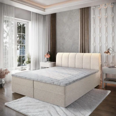 MASSENO Boxspringbett CEVANO in Beige, Liegefläche 140x200 cm – mit Bettkasten
